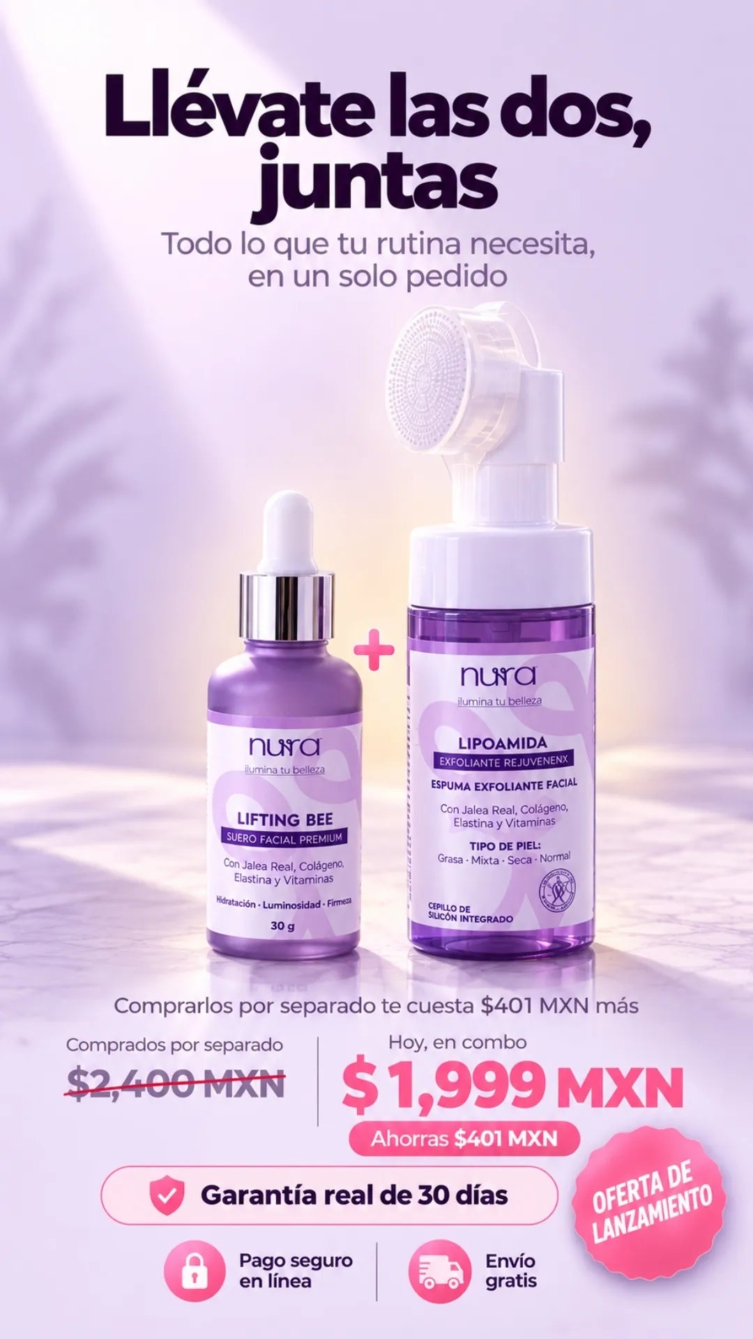 Combo NURA: Lifting Bee y Lipoamida juntos